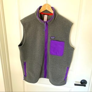 Patagonia Grey Fleece Vest Mens Large with Purple
